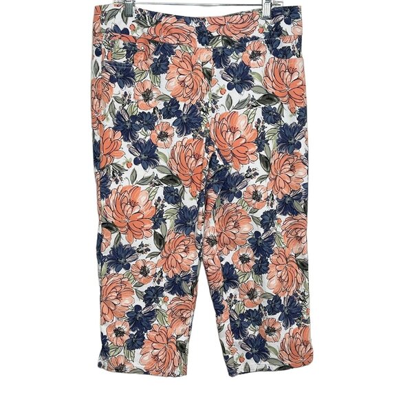 Ruby Rd Floral Cropped Stretch Jeans Women’s 12 Capris Boho Casual - Picture 1 of 12